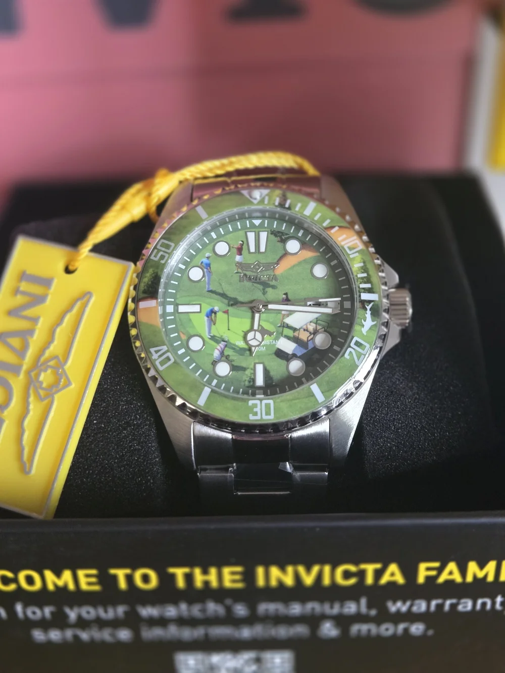 Invicta Green Golf Scene Dive-Style Watch with White Accents